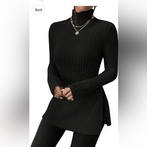 Elegant Black Ribbed Sweater Size XS